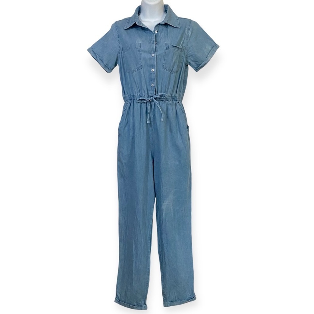 Sincerely Jules Light Blue Jumpsuit Size Small Cotton Chambray Denim Summer